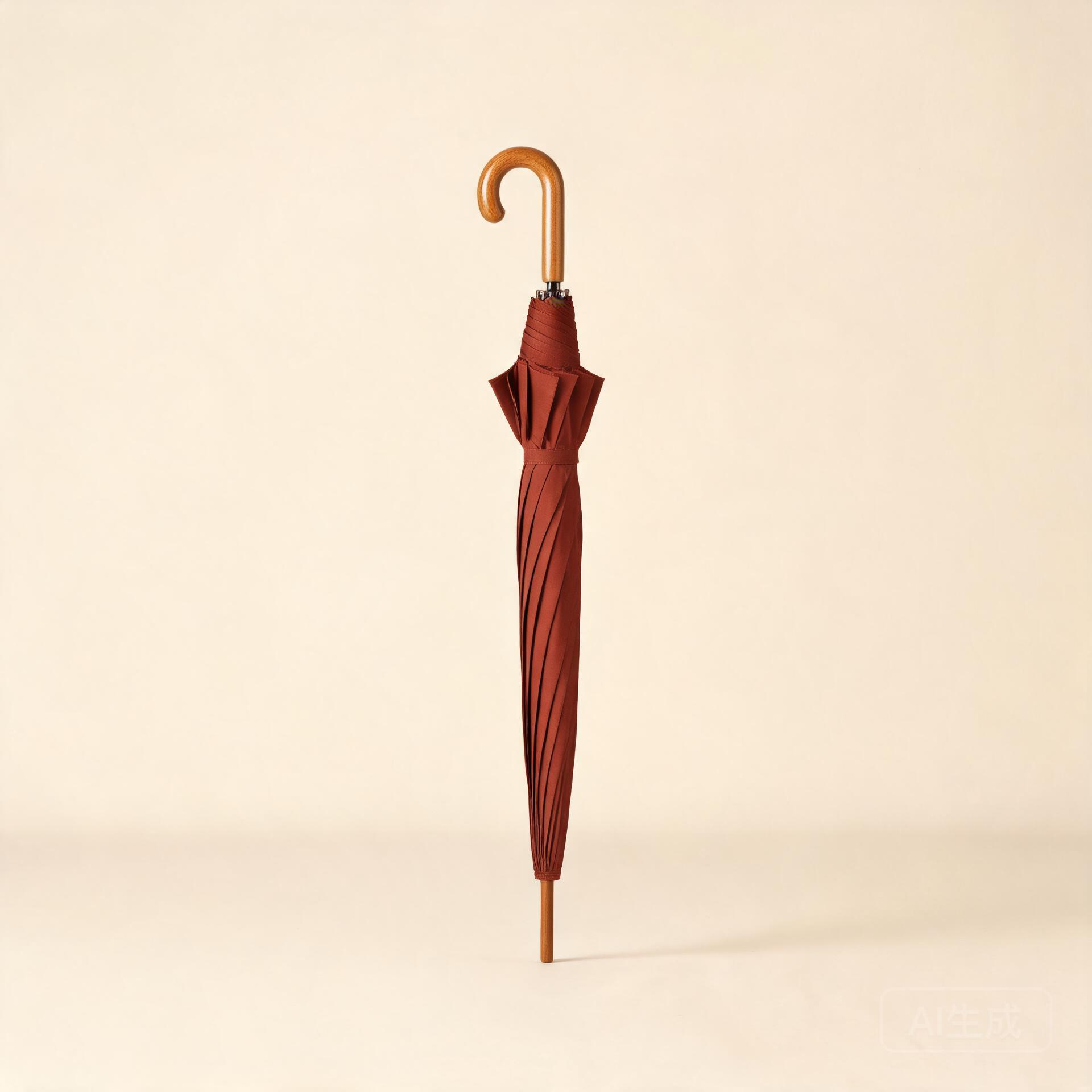 Arc Original Umbrella - terracotta long umbrella with a beechwood handle