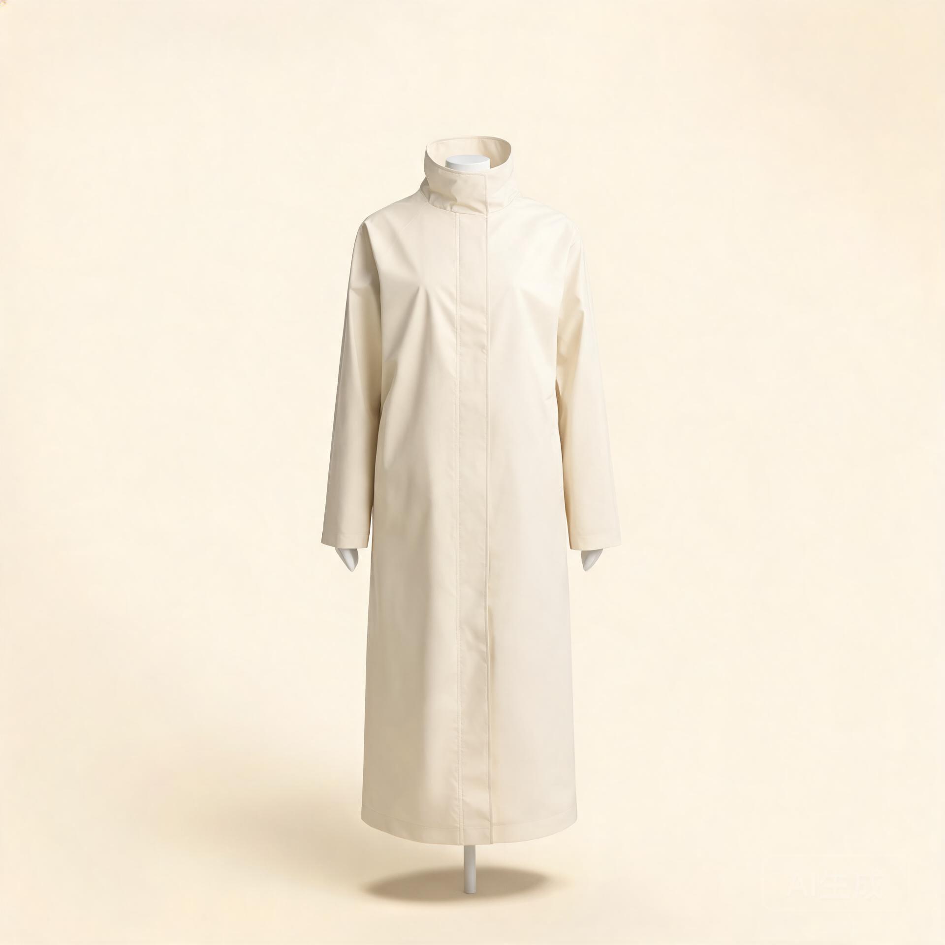 Basin Long Coat - cream waterproof trench raincoat